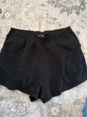Women's Black Athletic Pull-On Shorts with Elastic Waist